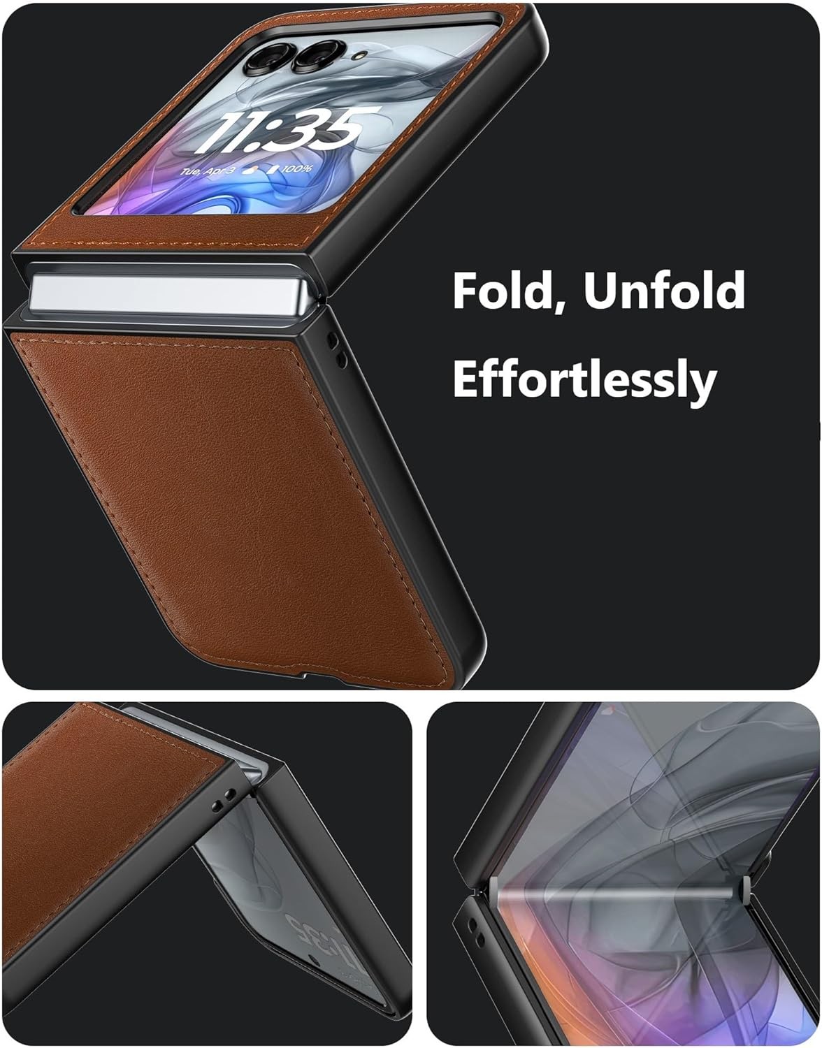 PU Vegan Leather and Hard Polycarbonate Case for Motorola Razr 2024/2025/2026 –
