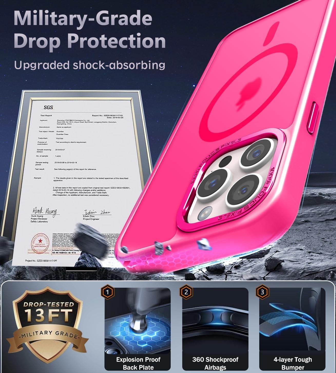 Upgraded Magnetic for iPhone 15 Pro Max Case, Slim Translucent Phone Case Cover