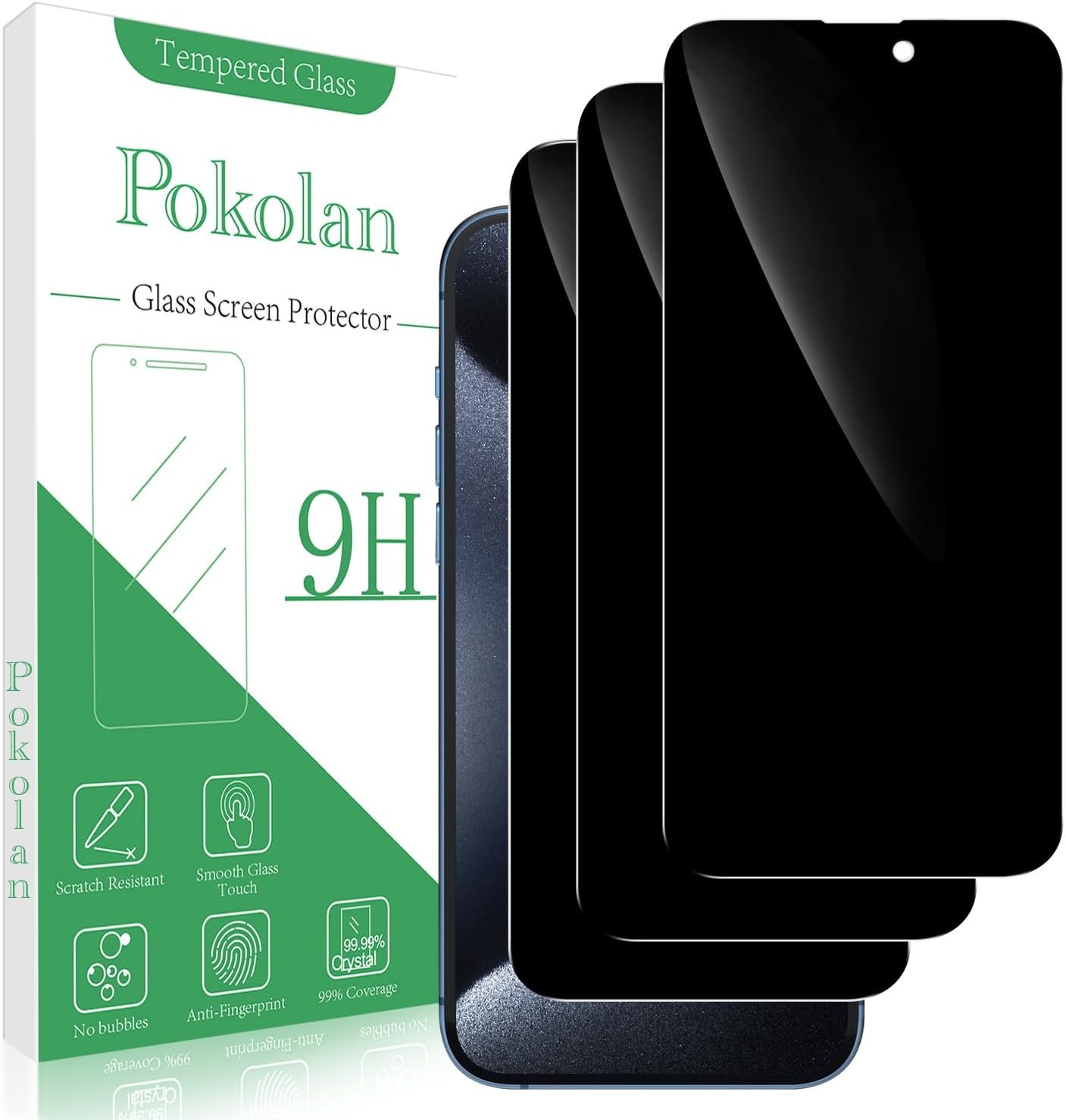 3PCS Privacy Screen Protector & Tempered Glass Film for iPhone 15 Pro Max Anti S