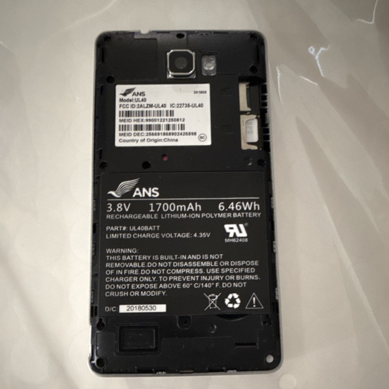 ANS UL40 Silver Bar Smartphone Cell Phone Model UL40 Silver ANS Mobile
