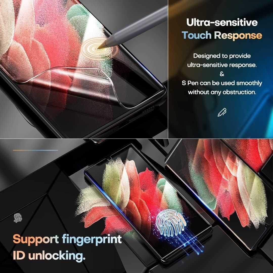 4in1 Tempered Glass For Galaxy S21 Ultra 5G, Screen and Camera Lens Protector 9H