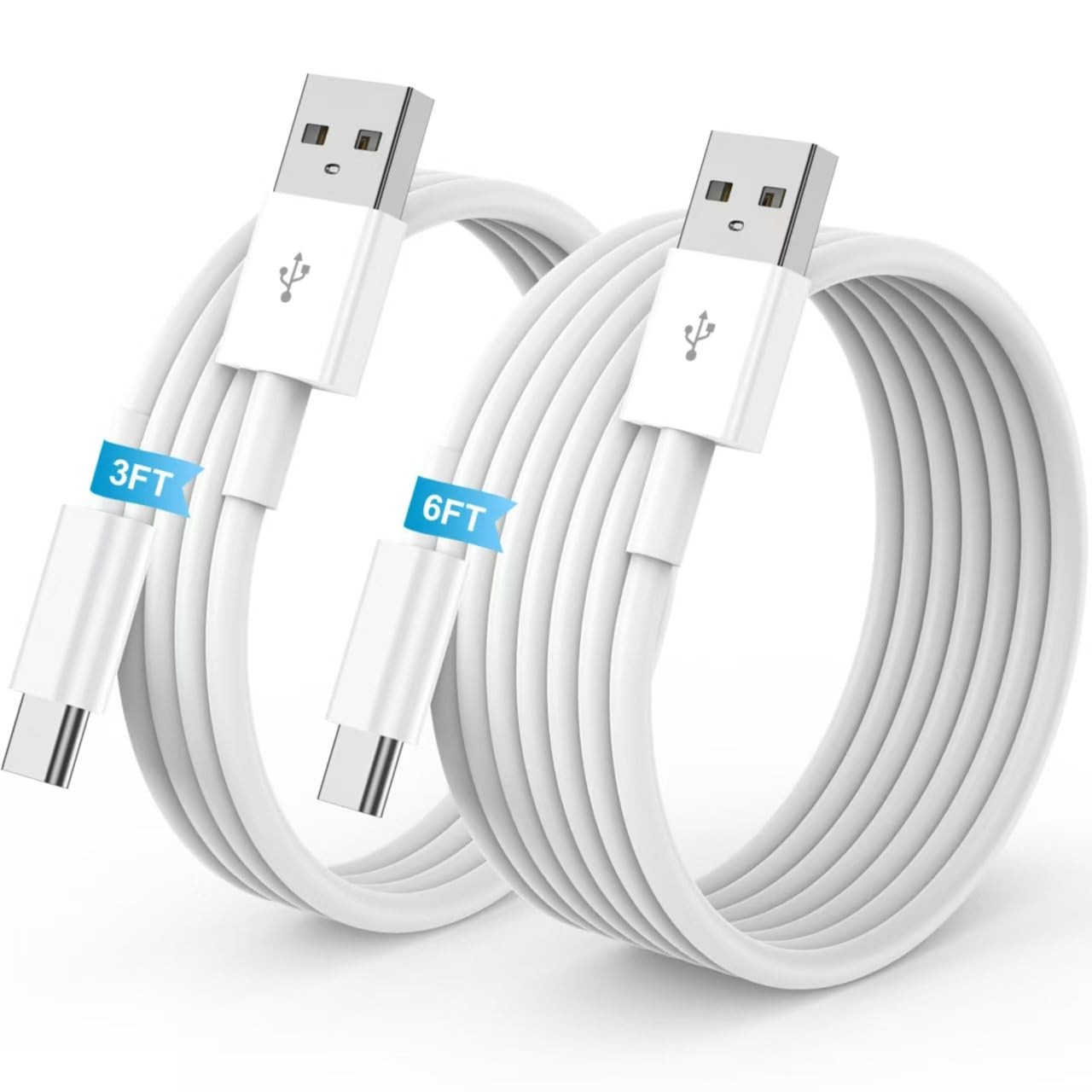 Fast Charging USB A to USB C Cables, 2-Pack, 3FT & 6FT for iPhone 17, iPad Pro 1
