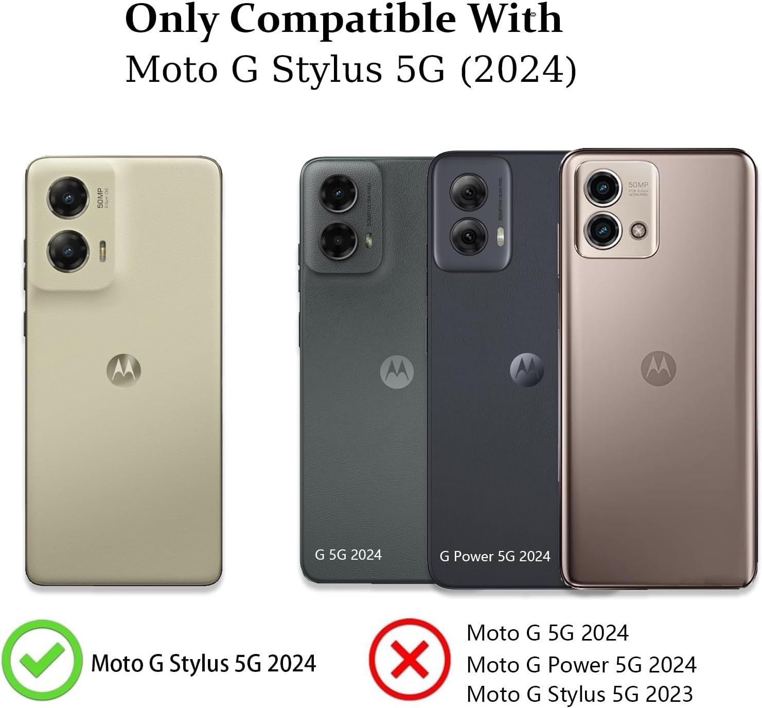 For Moto G Stylus 5G 2024 Case Built-in 360° Magnetic Kickstand/Screen Protector