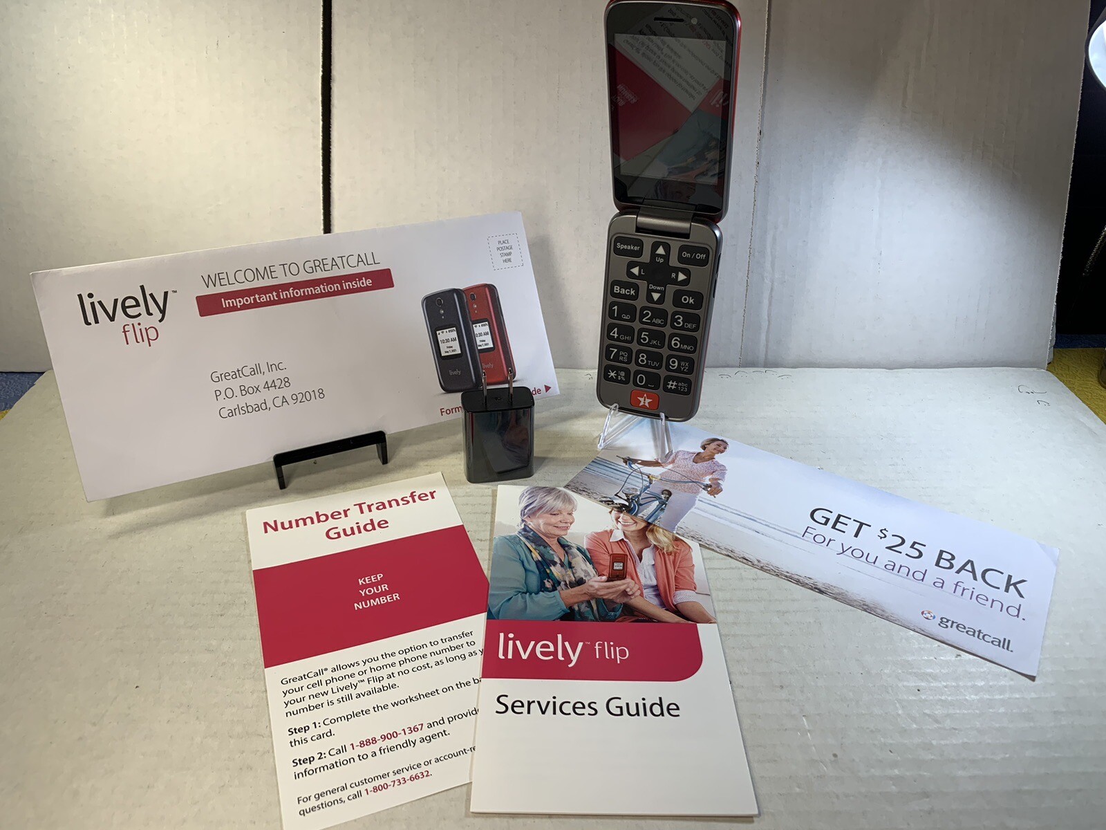 Lively Jitterbug Flip Cell Cellular Mobile Phone Red Casing New Without Box