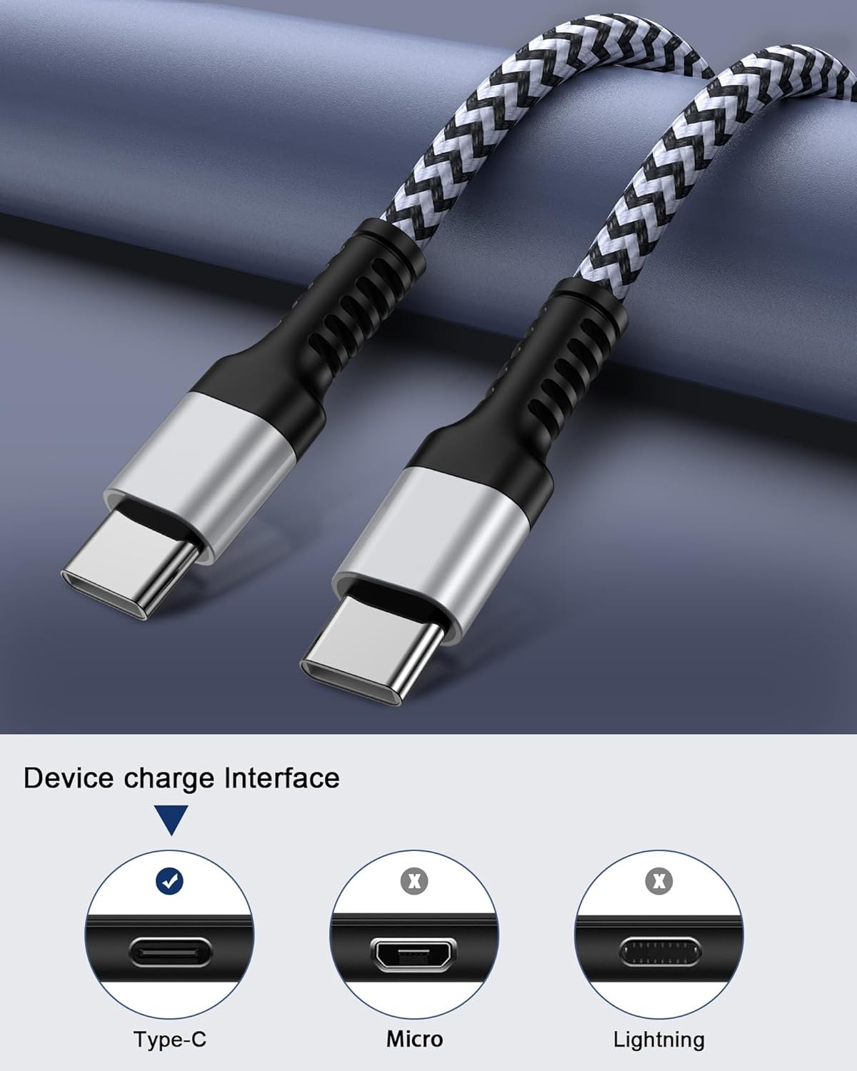 2-Pack USB-C Fast Charger Adapter for Galaxy A17/A16, 6ft
