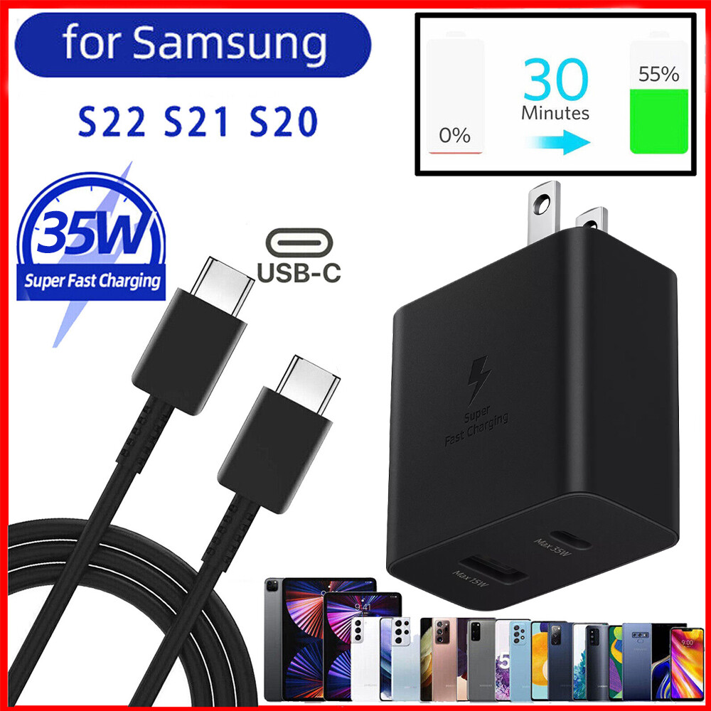 Super 35W PD Power Adapter Duo Wall Charger+Cables For Samsung S23-S20 NOTE 20 U