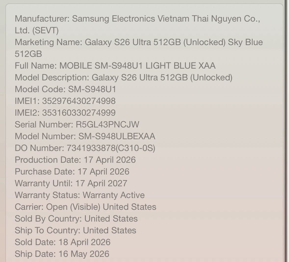 Samsung Galaxy S26 Ultra Unlocked 512GB Sky Blue READ DESCRIPTION as Is C5