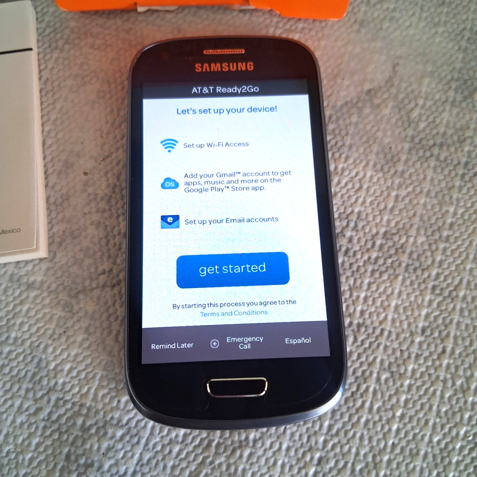 Samsung Galaxy S3 Mini SM-G730A (att) 8GB Blue Charge Cord Instructions in Box