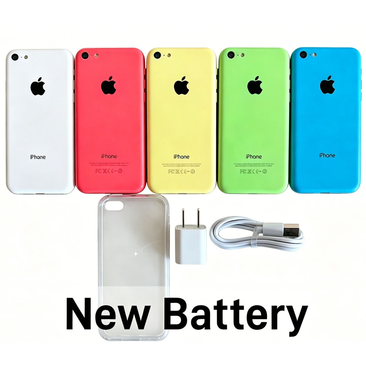 Apple iPhone 5C Unlocked 8/16/32GB BLUE/PINK/WHITE/ YELLOW – New Battery