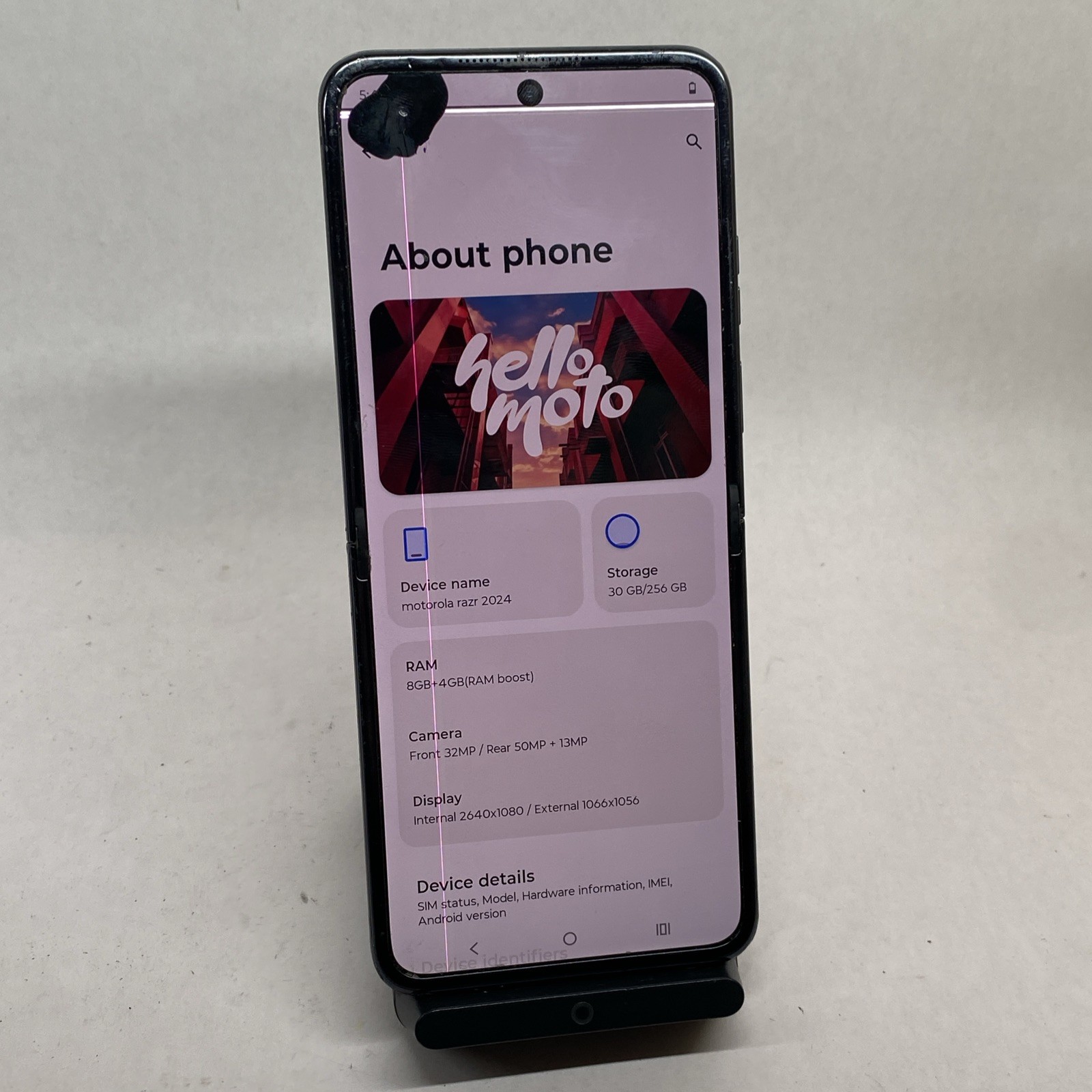 Motorola Razr 2024 XT2453-3 256GB Grey Factory Unlocked Bad Inner Screen READ*