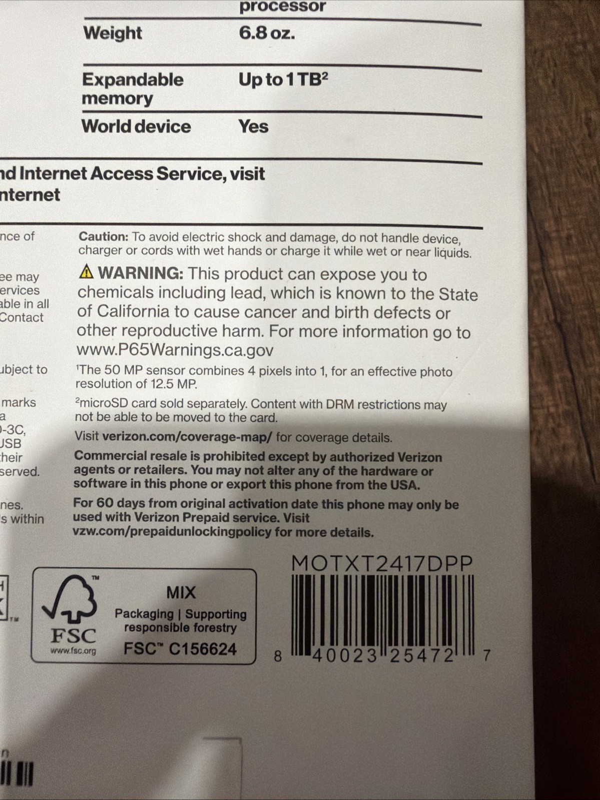 Verizon Motorola Moto G 5G 2024 128GB 4GB RAM Prepaid Smartphone Sage Green New
