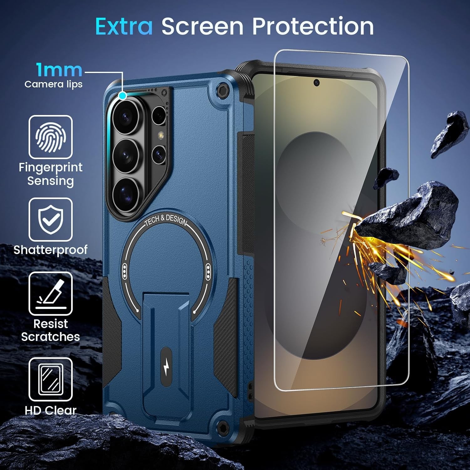 For Samsung Galaxy S26 Ultra Case w/ Kickstand & HD Screen Protector Phone Cover