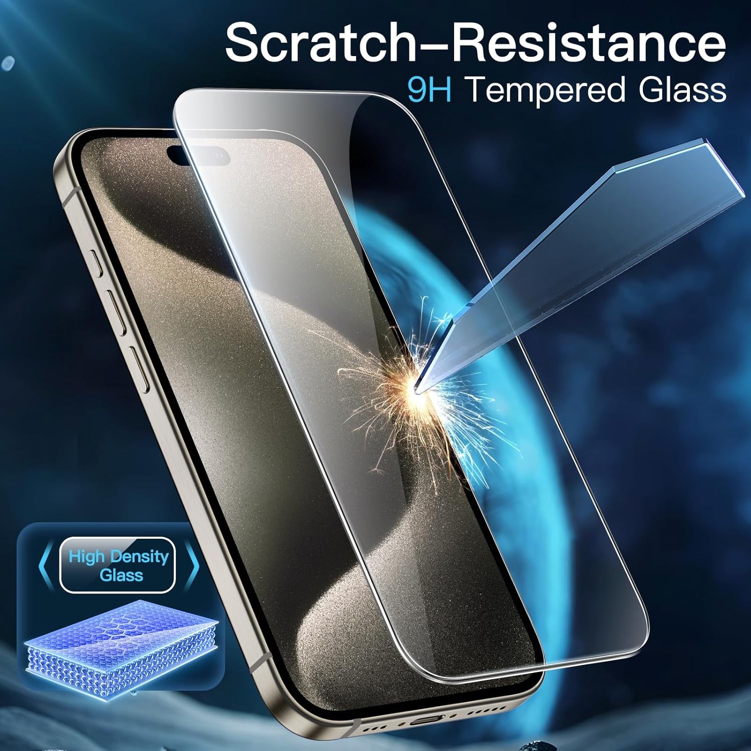 2PCS Screen Protector for iPhone 15 Pro Max 6.7 Inch Bubble Free Tempered Glass