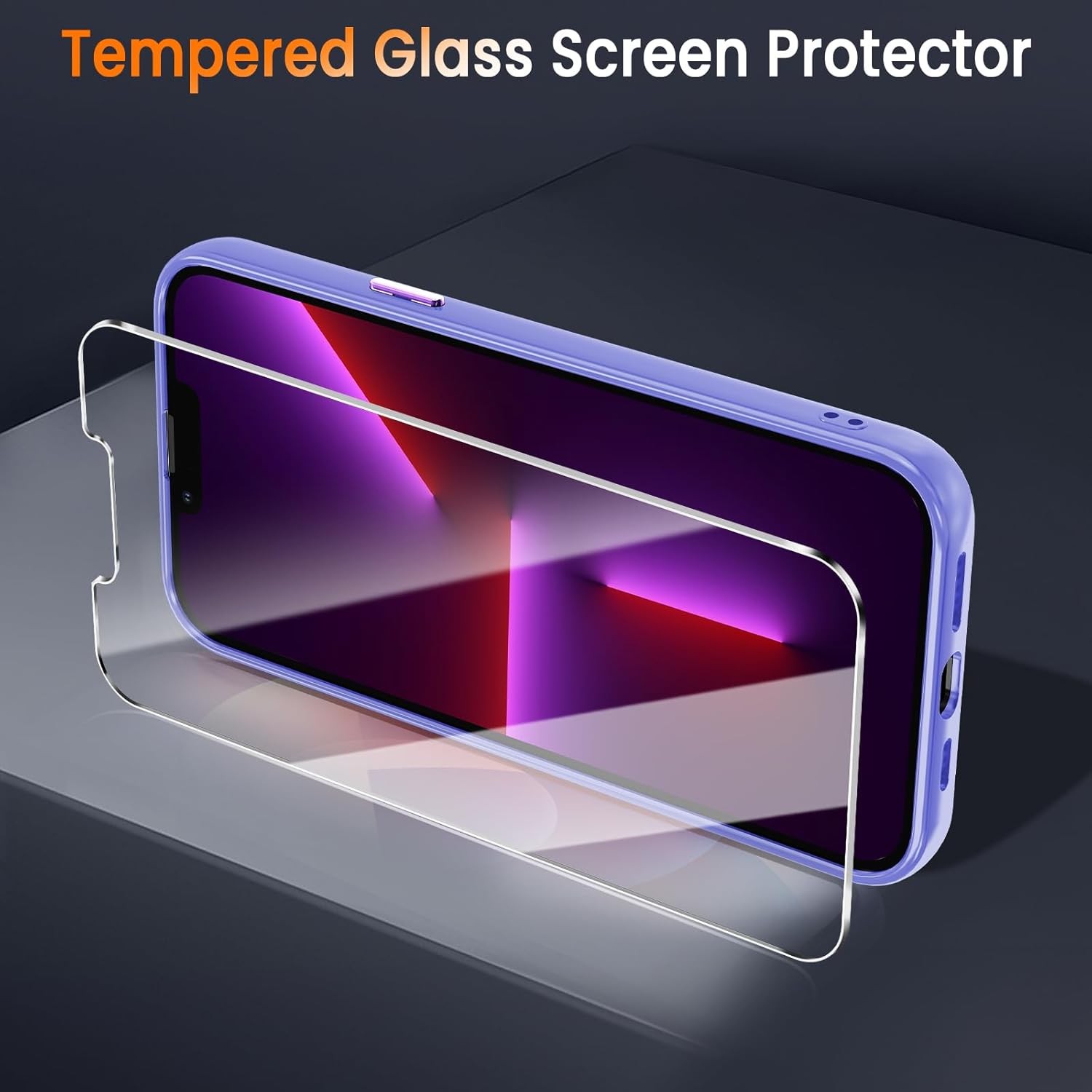Case for iPhone 13 Pro Max with Screen Protector, Slim Shockproof Light Purple C