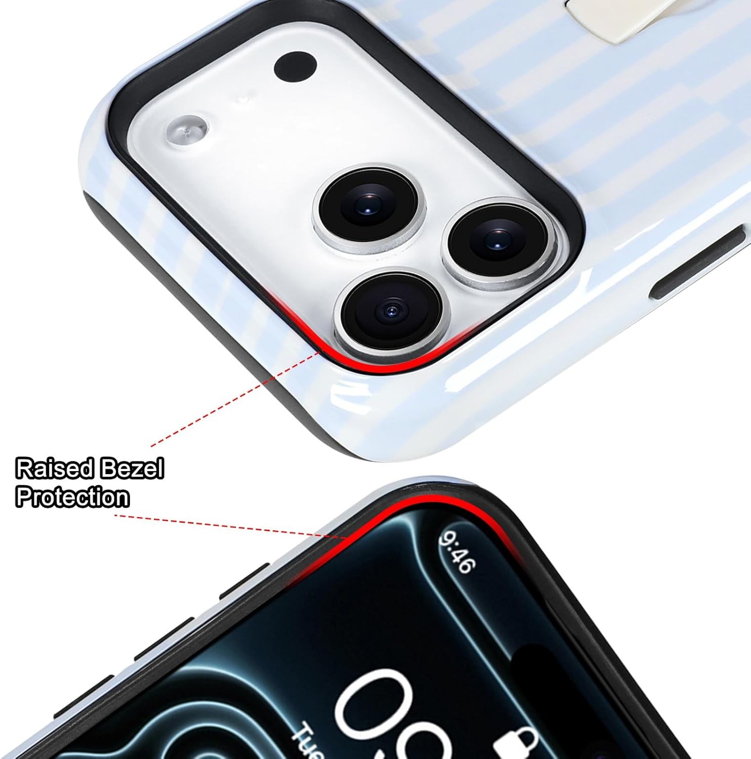 iPhone 17 Pro Max Case with Finger Strap Kickstand, Stylish Chic Striped Cover