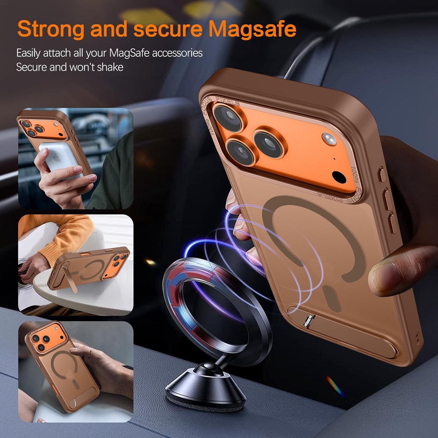 Magnetic for iPhone 17 Pro Max Case with Invisible Stand Translucent Matte Cover