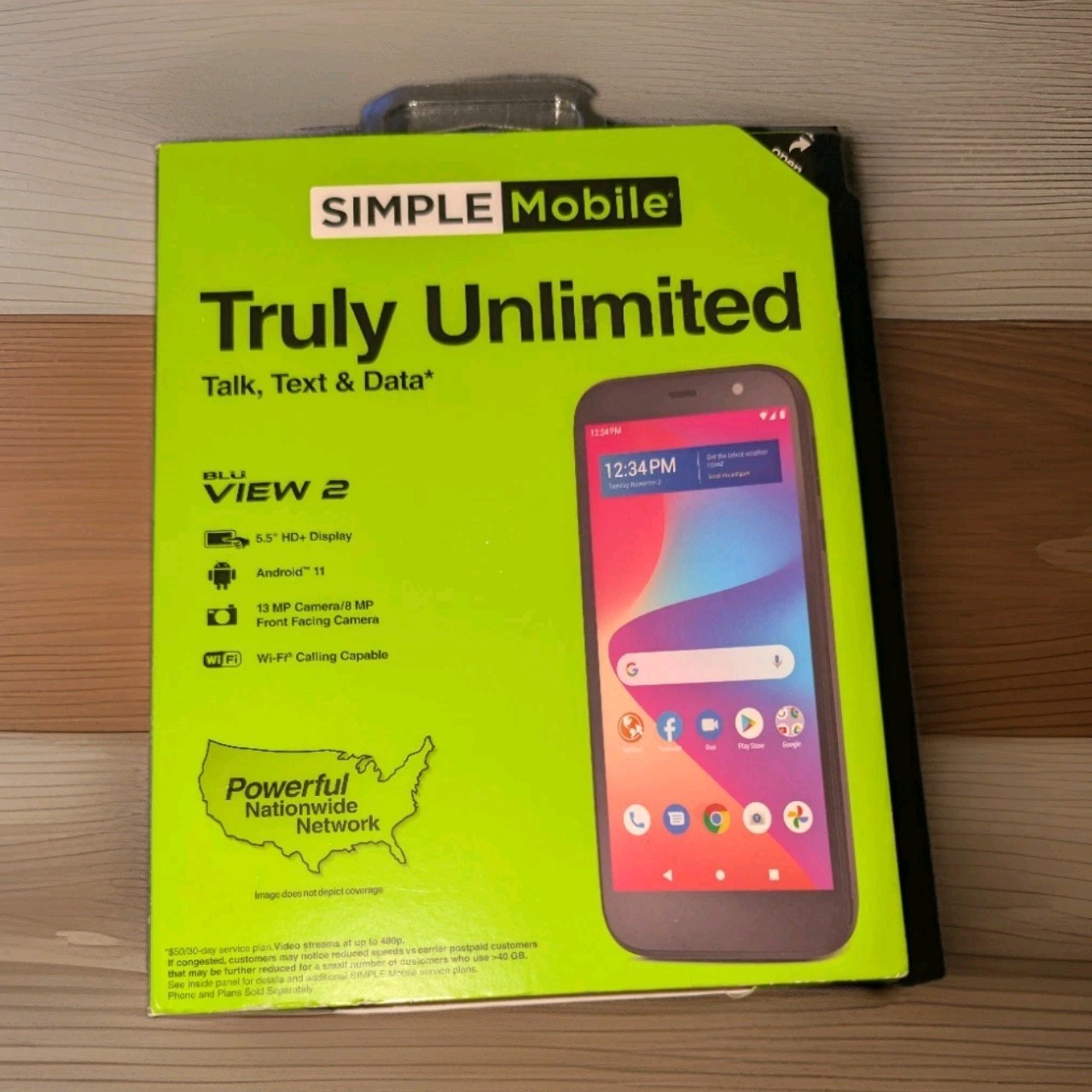 NEW IN BOX SIMPLE MOBILE TRULY UNLIMITED BLU VIEW 2 ANDROID SMART PHONE CELL NEW