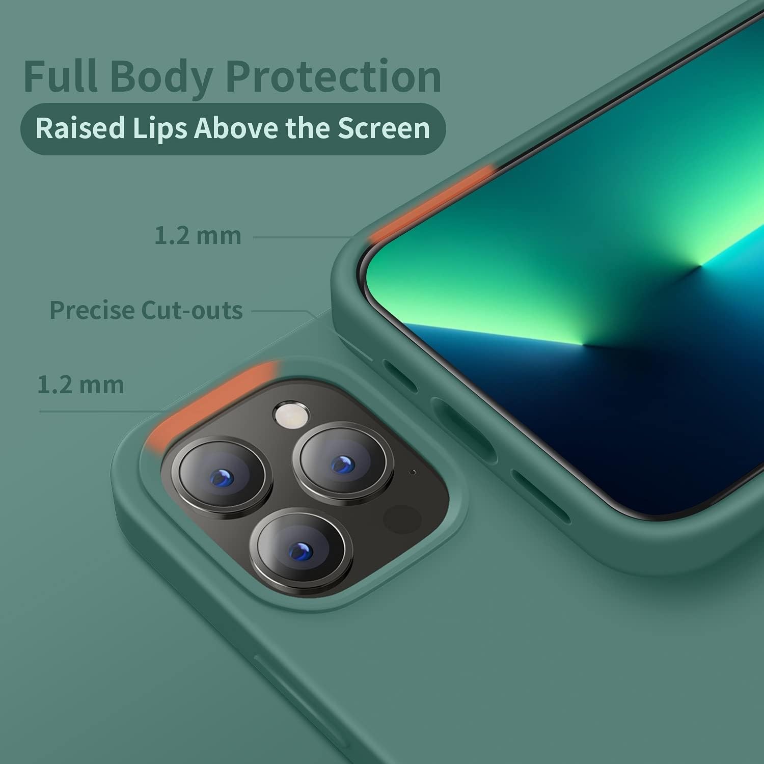 Designed for iPhone 13 Pro Case, Silicone Ultra Slim Shockproof Protective Case