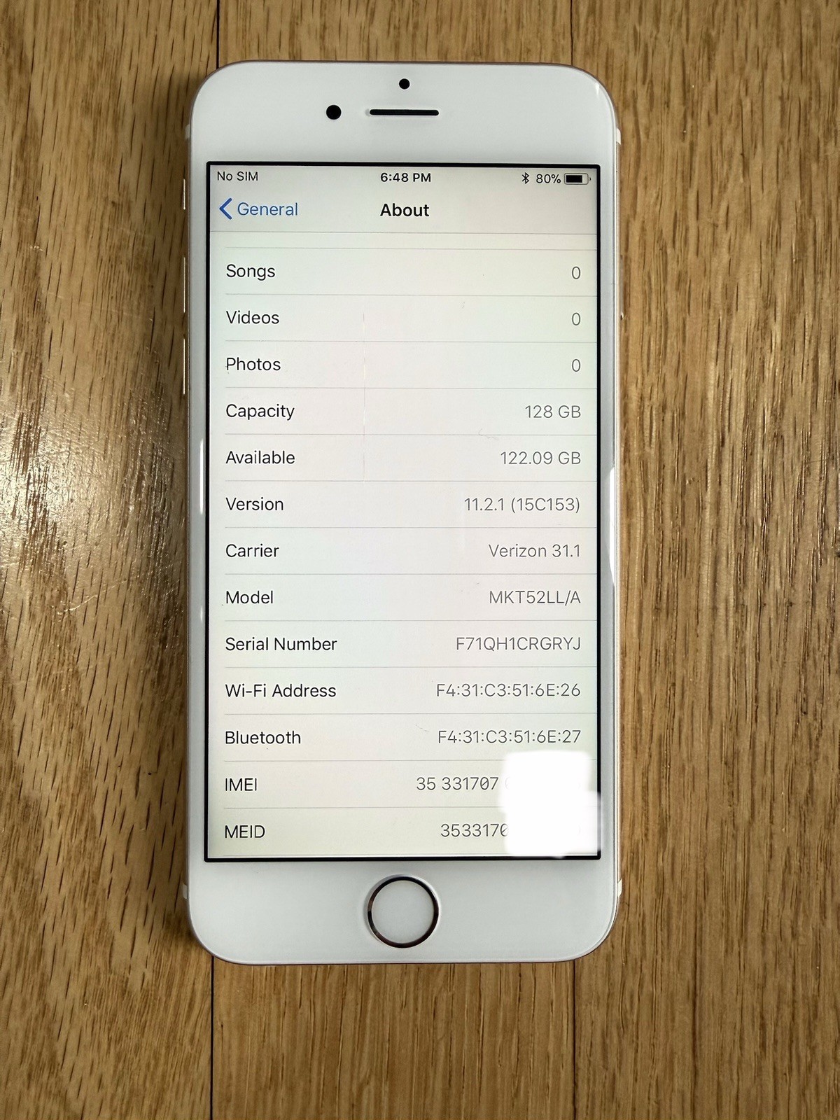 RARE IOS 11.2.1 Apple iPhone 6s UNLOCKED 128GB Gold White A1688 CDMA GSM VERIZON
