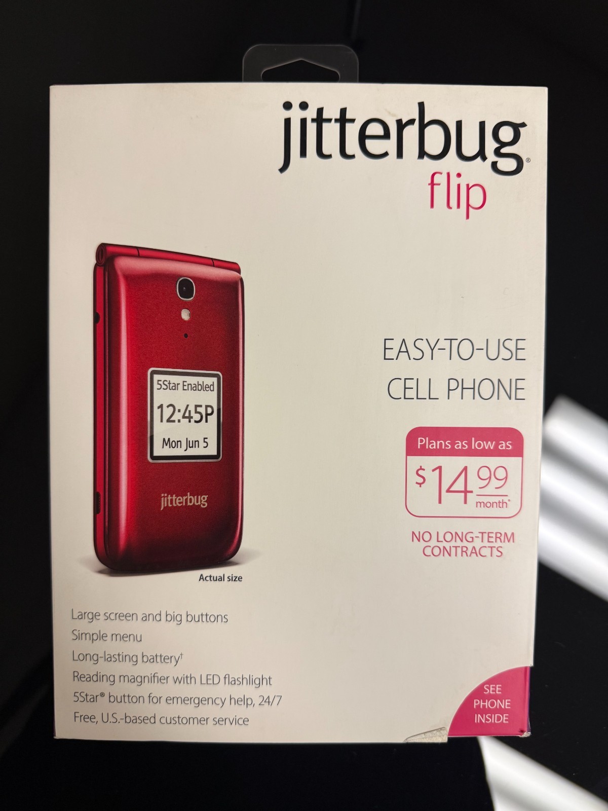 GreatCall Jitterbug Easy-to-Use Cell Phone for Seniors – Red