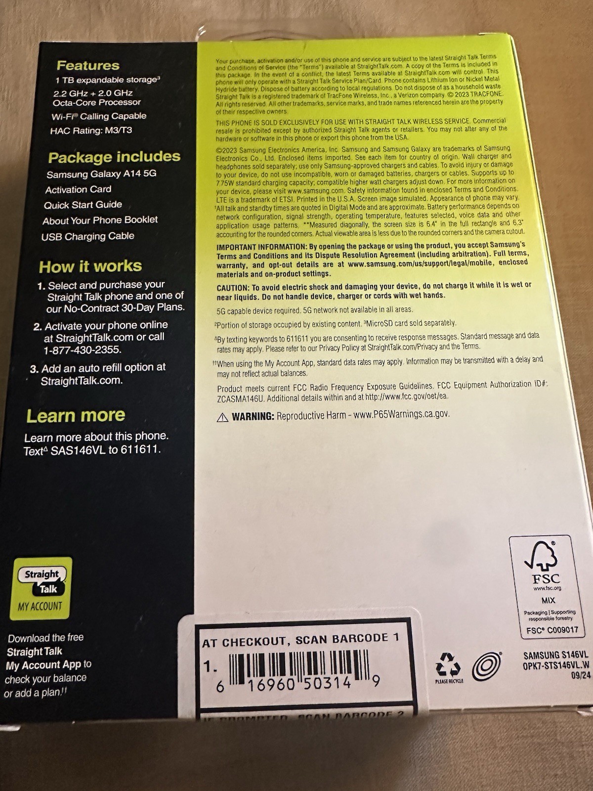 New Straight Talk SAMSUNG A14 5G 64GB 6.6″ Only Straight Talk New Acc Or Upgr