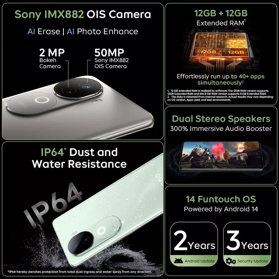 iQOO Z9s 5G (Green 12GB RAM 256GB Storage) Dimesity 7300 5G 50MP Global Version