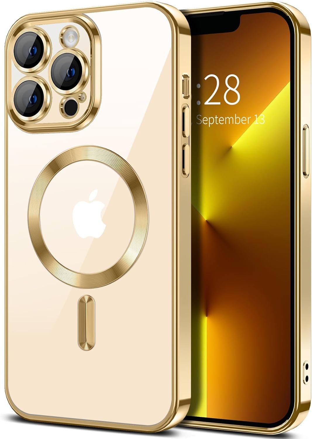 Magnetic Clear for iPhone 13 Pro Case with Camera Lens Protector Luxury Plating