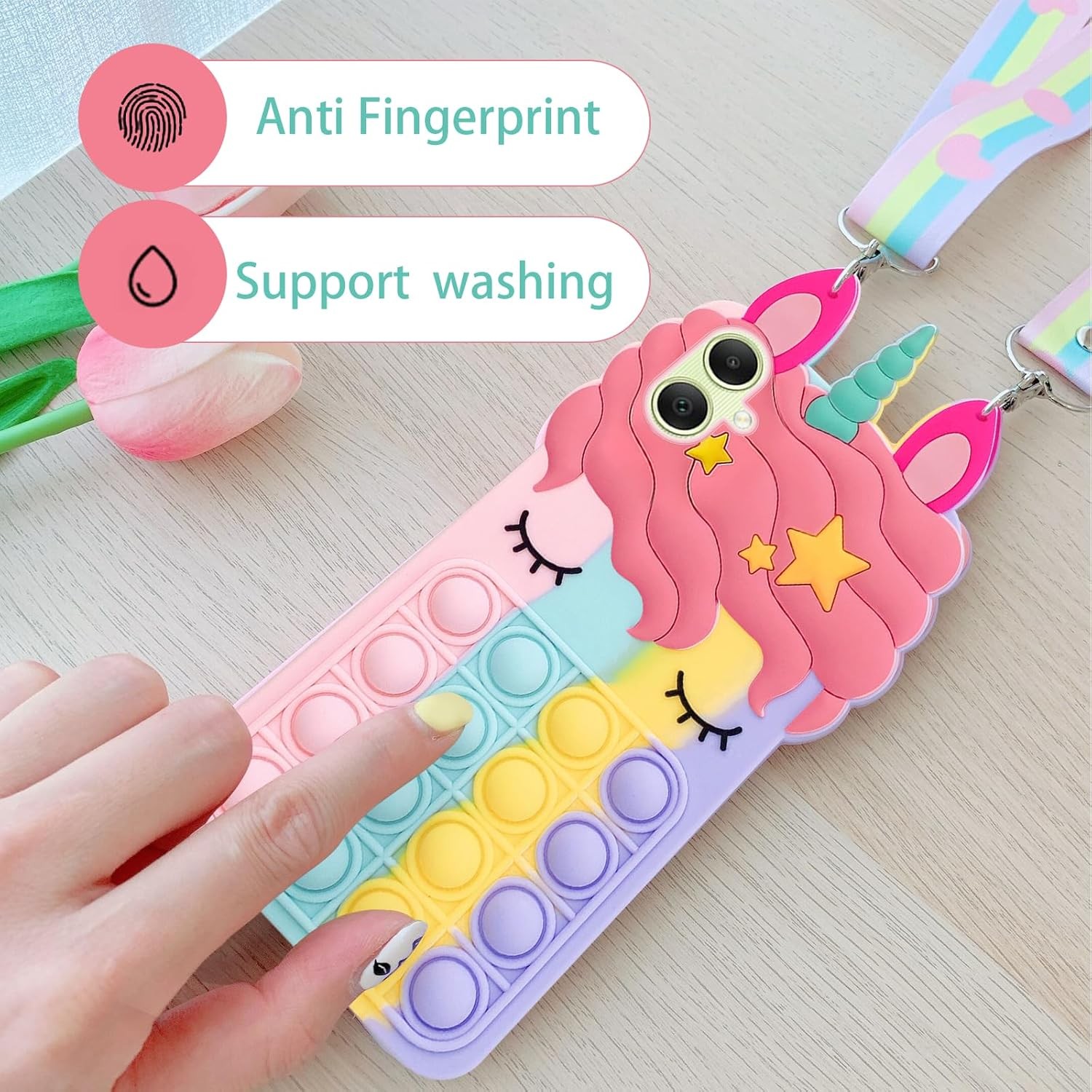 Fidget Pop Bubble Case for Samsung Galaxy A05S, Soft Silicone Shockproof Cover