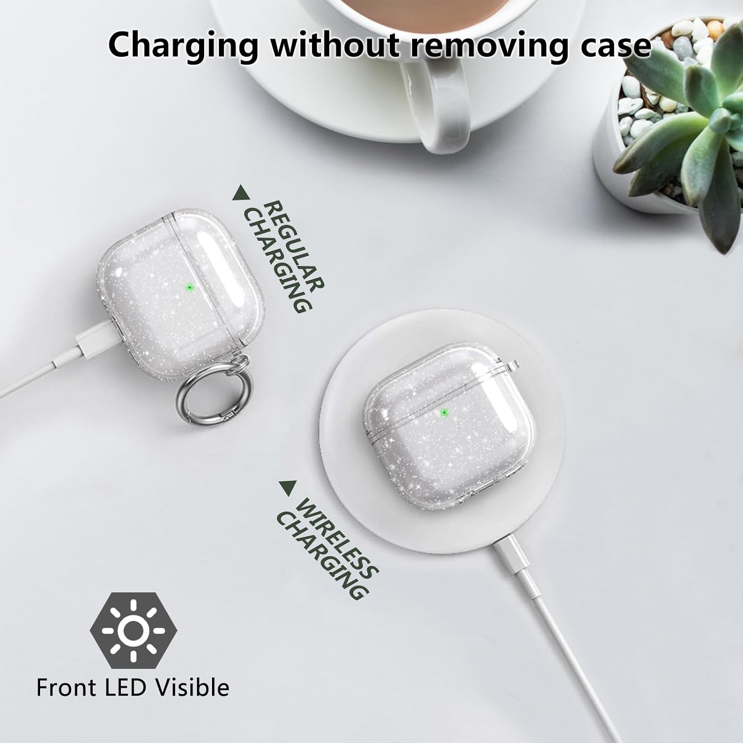 Clear Glitter Case for Airpods 4, Sparkle Bling Shockproof TPU Skin Cover 2024