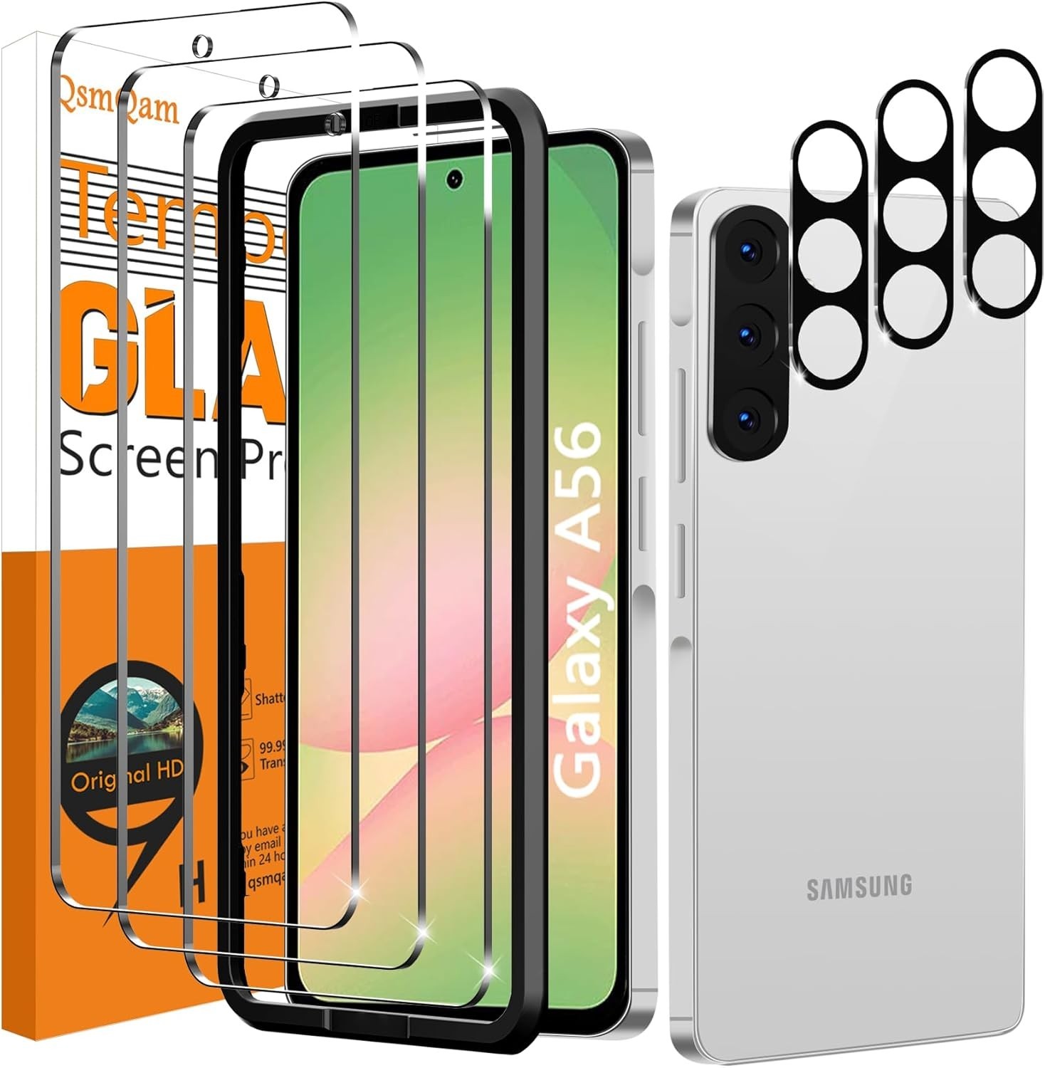 3 Pack Screen Protector for Samsung Galaxy A56 5G + 3 Pack Camera Lens Protector