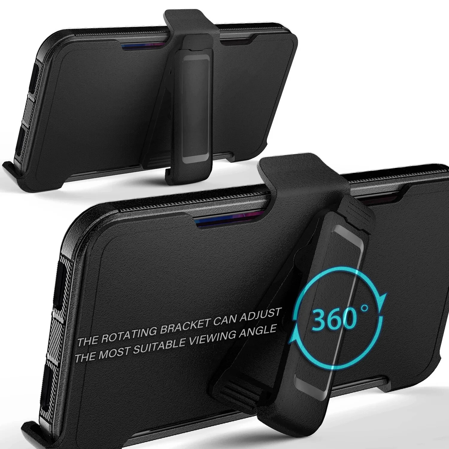 For Motorola One Ace/ UW 5G Case with Tempered Glass, Full Body, Belt Clip,Stand