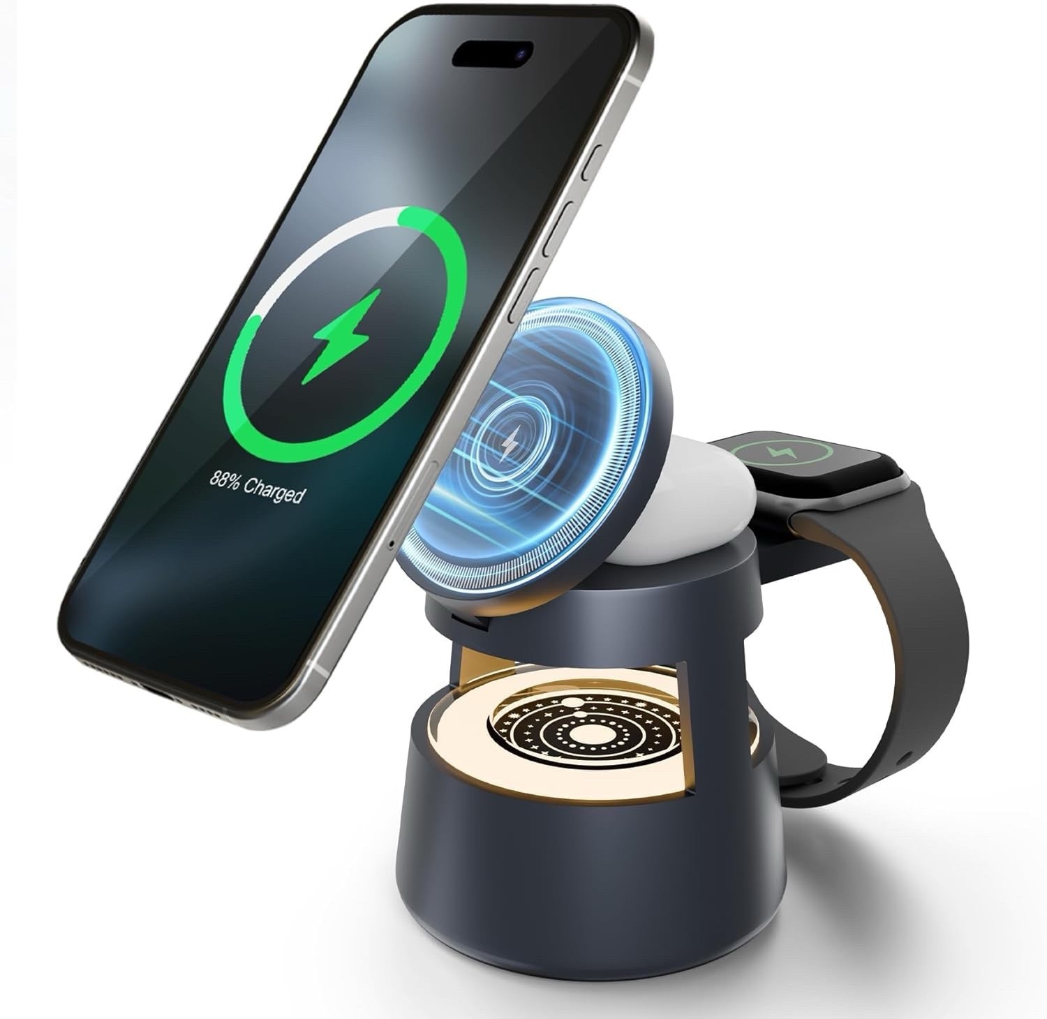 4-in-1 Wireless Charging Station: 15W Magnetic Fast Charger Stand for iPhone