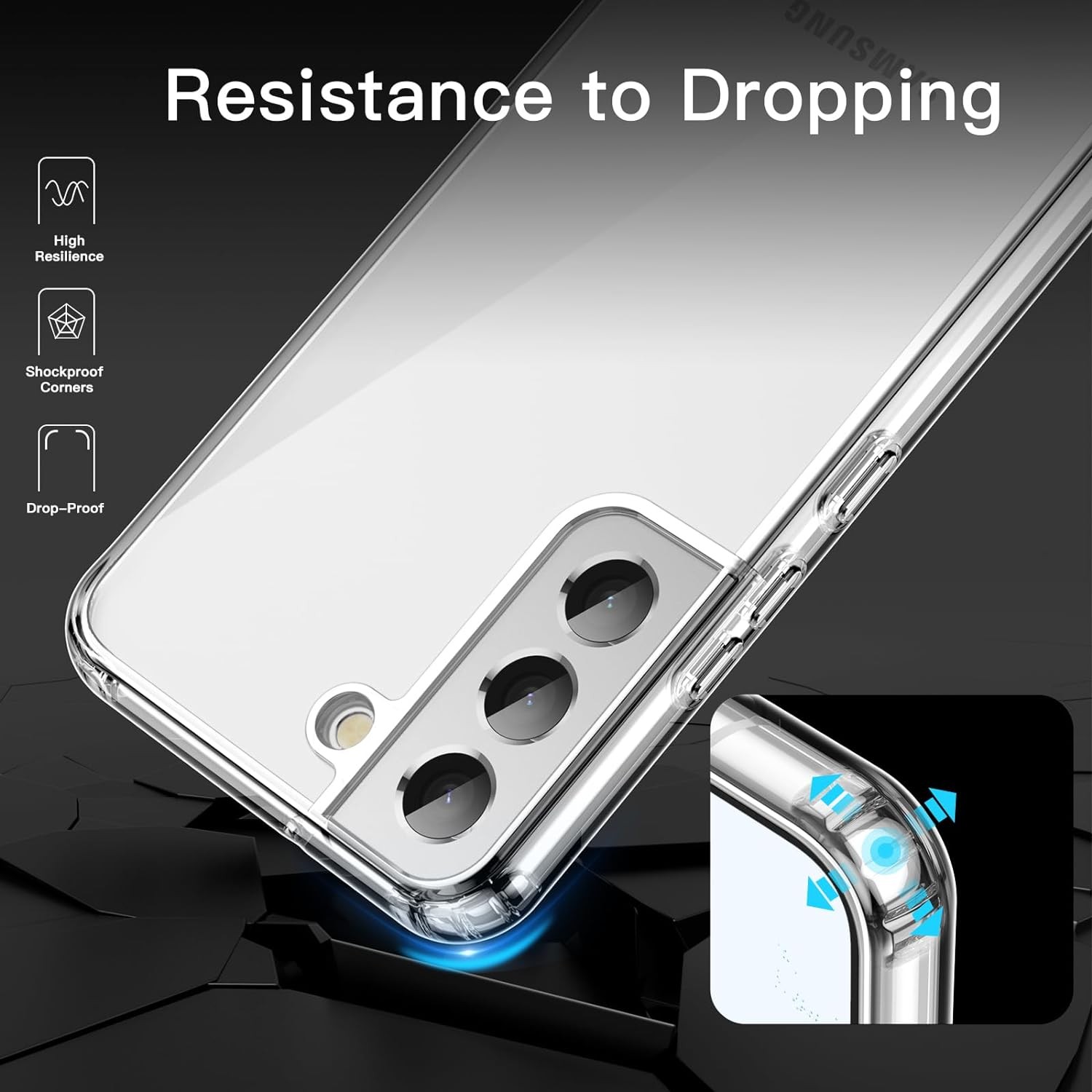 JETech Clear Case for Samsung Galaxy S22 Plus 5G 6.6-Inch, Anti-Scratch Bumper C