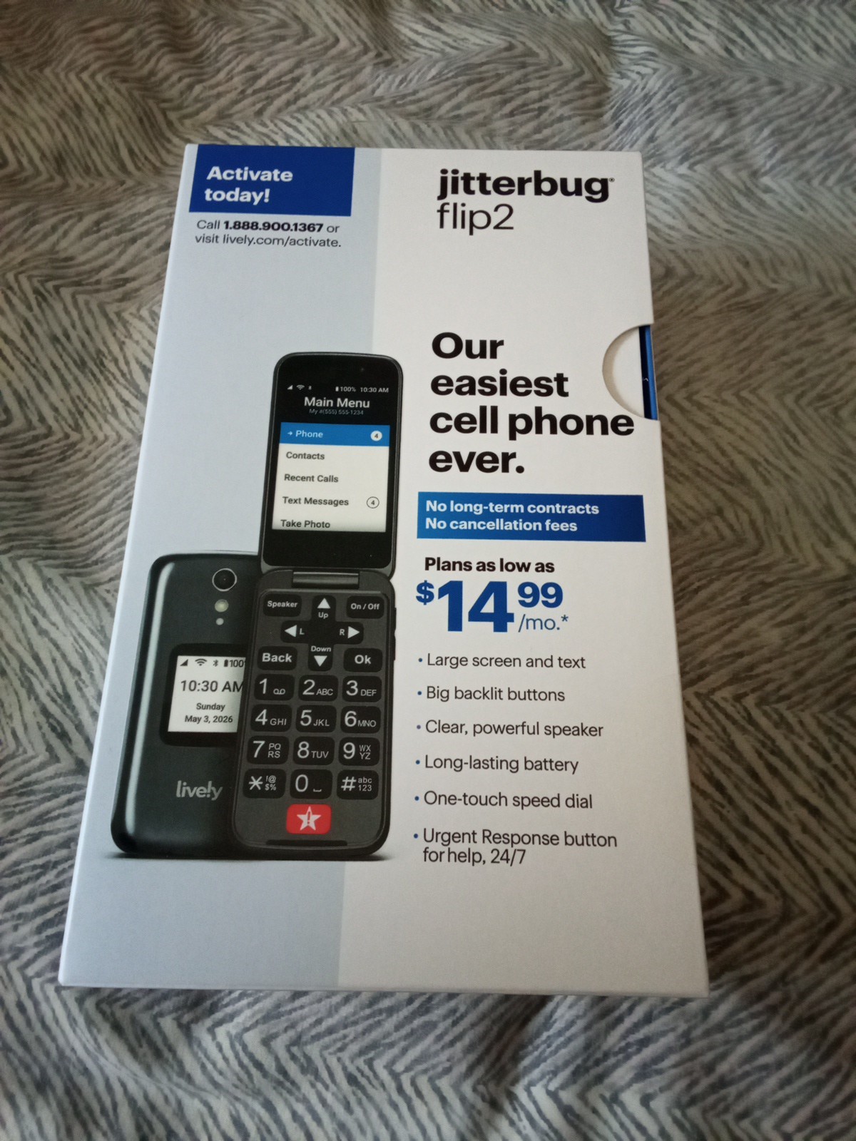 **New In Box Jitterbug Flip2 Cell Phone for Seniors **