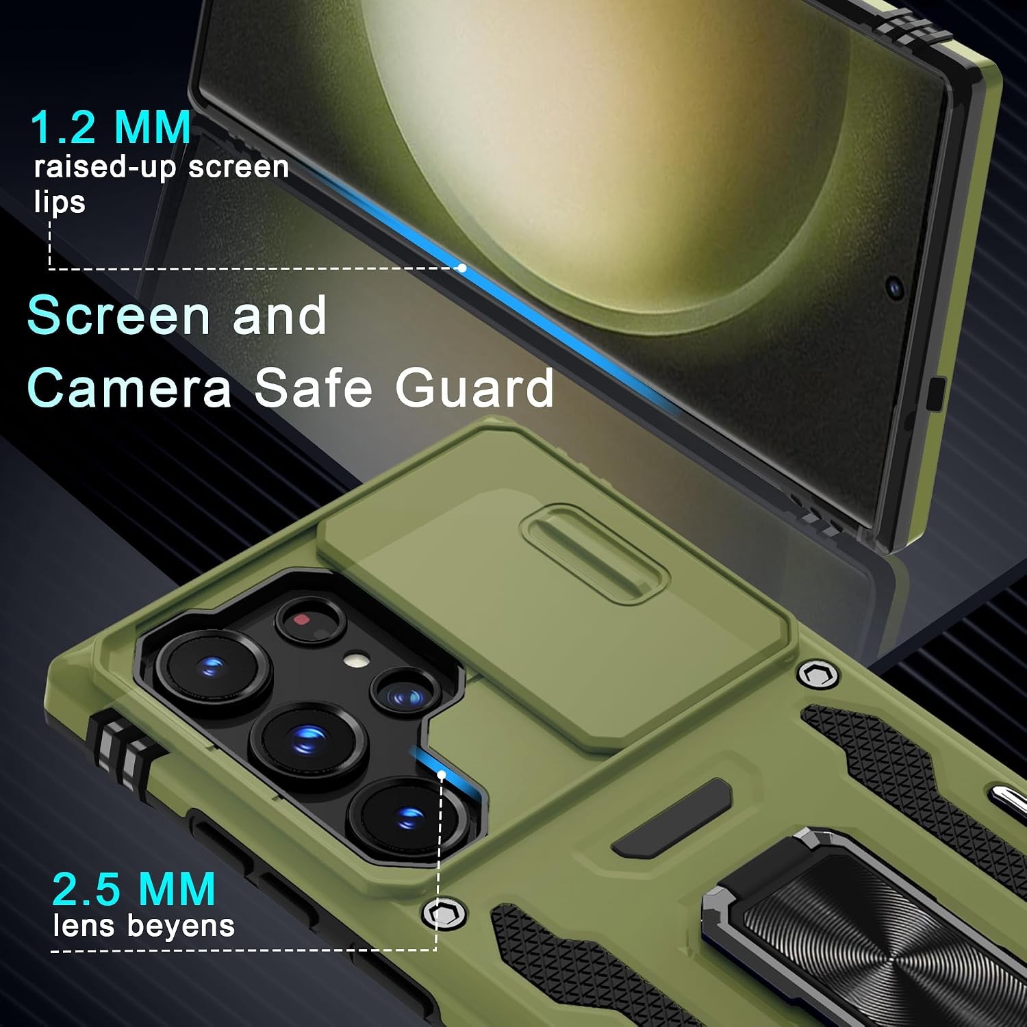 Case for Samsung Galaxy S25 Ultra with Slide Camera Cover and Screen Protector