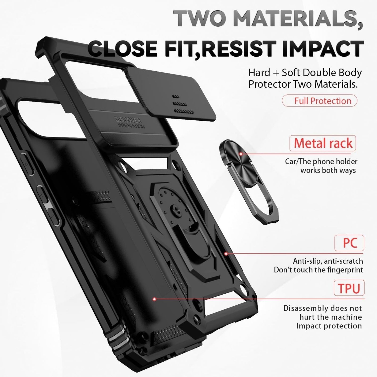 Case for Google Pixel 9 Pro XL w/ Ring Holder Kickstand & 1x Screen Protector