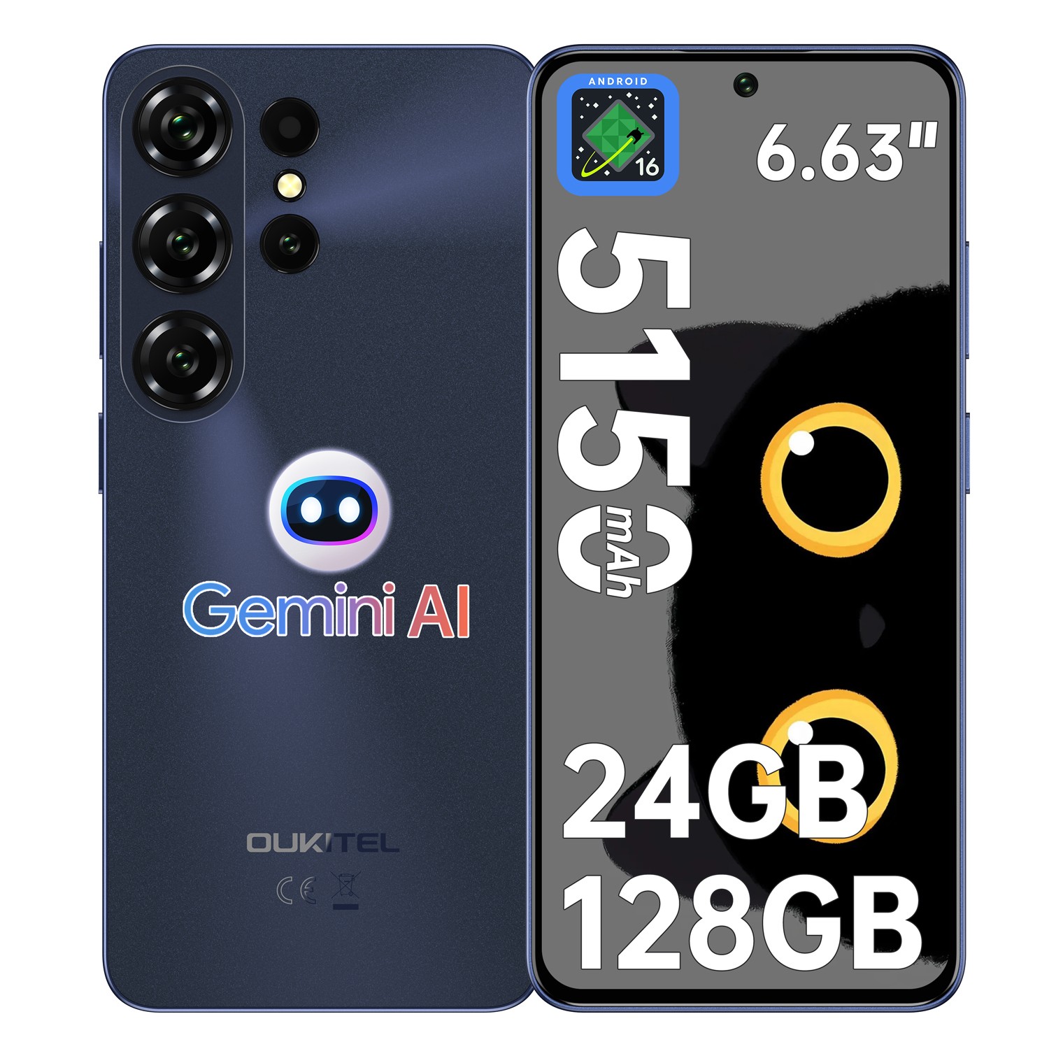 OUKITEL C26 Cell Phone Android 16 24GB+128GB 5150mAh T-Mobile 2-Year Warranty