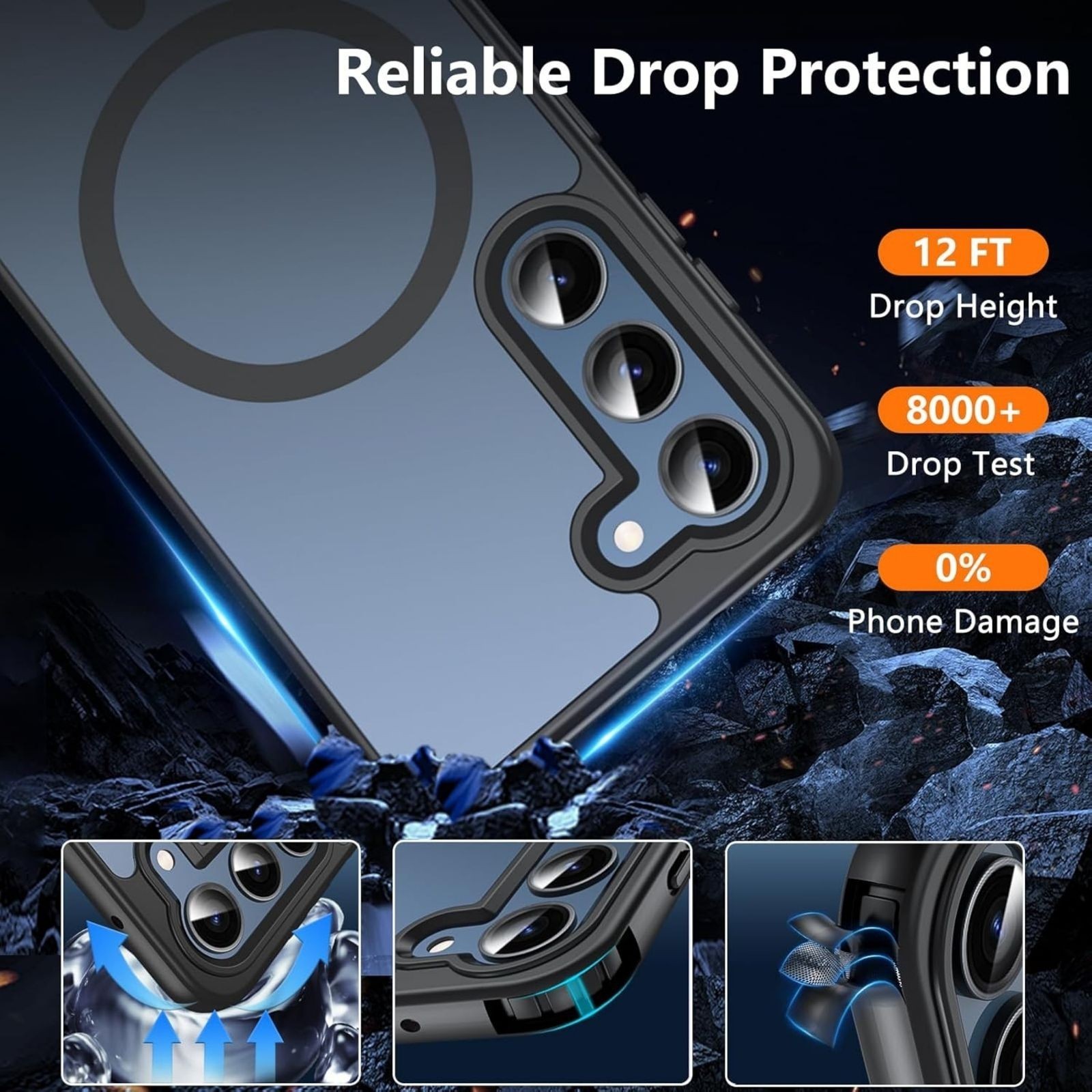 For Samsung Galaxy S23 Case 6.1″ Magnetic Case,Carbon Fiber Protective Bumper