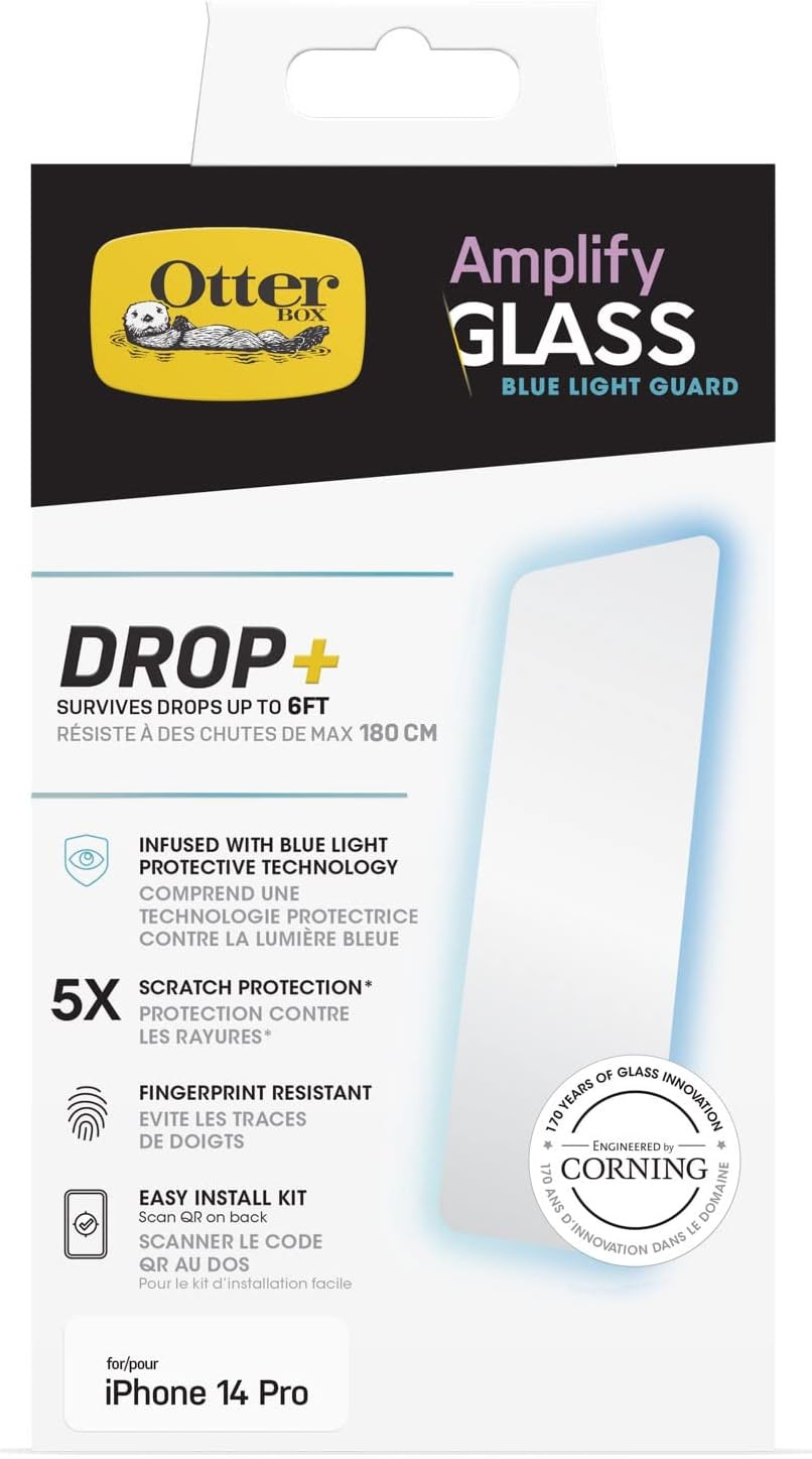 Screen Protector for iPhone 14 Pro Flawless Touch Response Anti Microbial Blue L