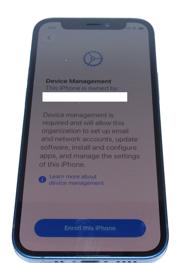 Apple iPhone 12 mini Blue – 64GB -A2176 – Locked To Device Management
