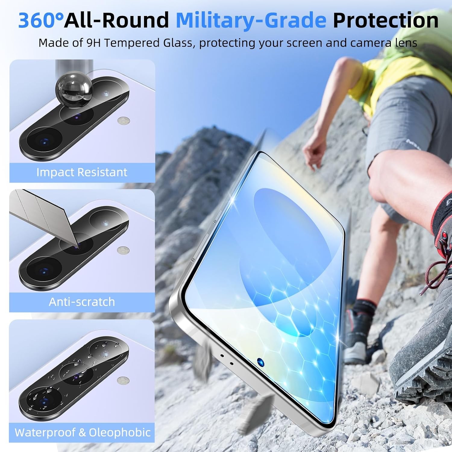 2+2 Pack of HD Clear Screen & Camera Lens Protectors for Samsung Galaxy S25 FE
