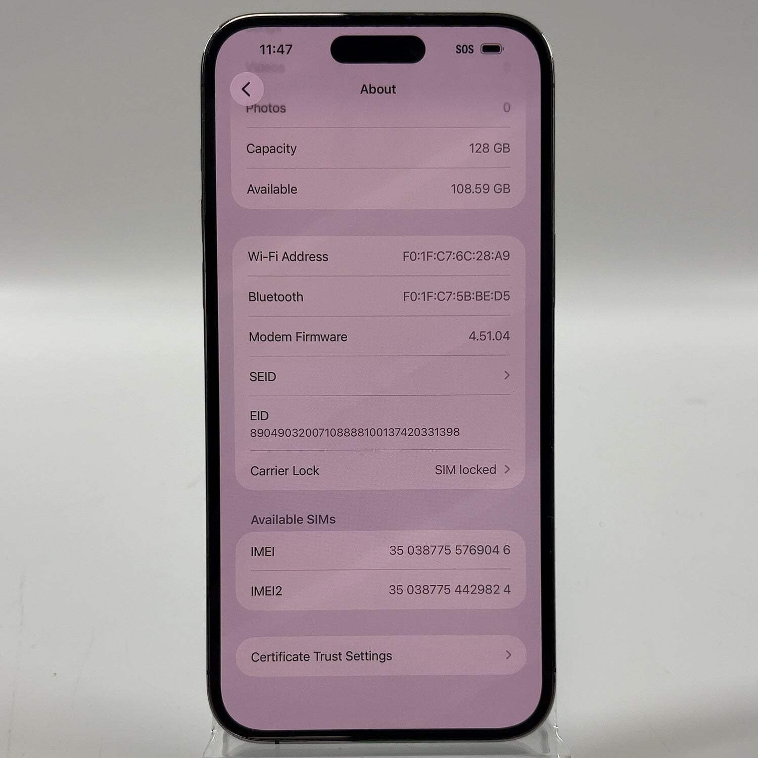 T-Mobile Apple iPhone 14 Pro Max 128GB 26.5 Deep Purple MQ8R3LL/A