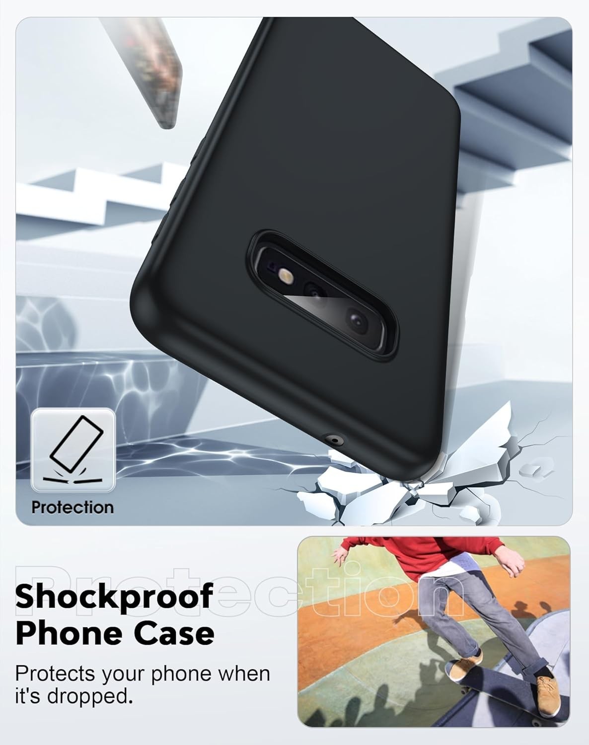 Samsung Galaxy S10e Case Shockproof Polycarbonate Bumper Protective Black Cover