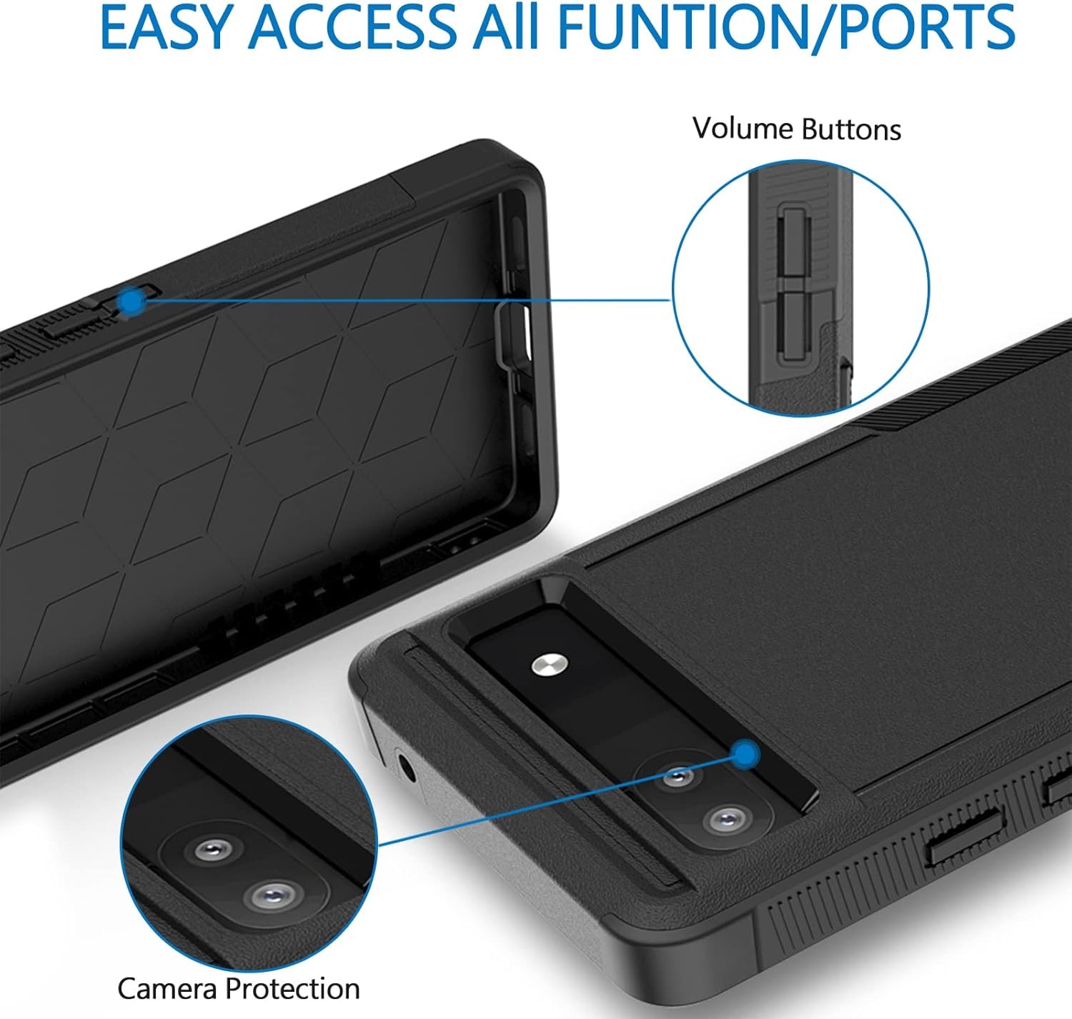 Case for Google Pixel 6A 5G, Shockproof Rugged Protective Commuter Phone Case