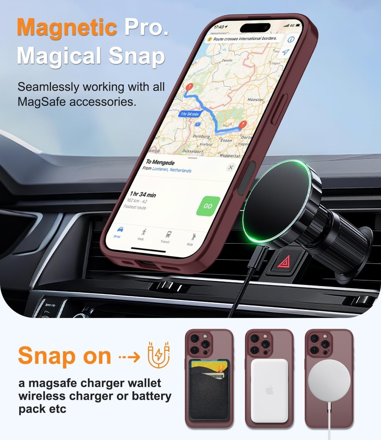 Magnetic for iPhone 16e/17e Case with Screen Protector, Wrist Strap, Deep Blue
