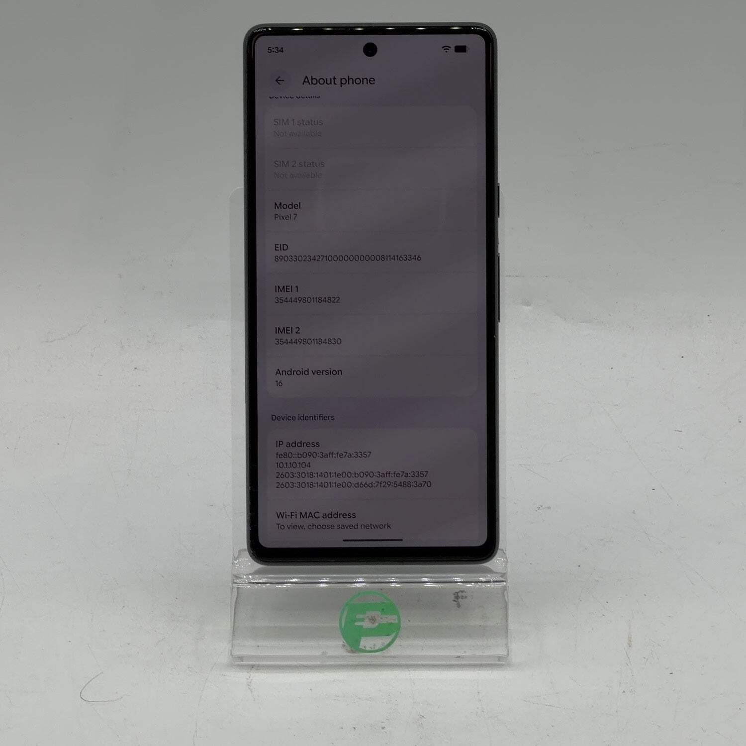 Factory Unlocked Google Pixel 7 128GB Charcoal GVU6C