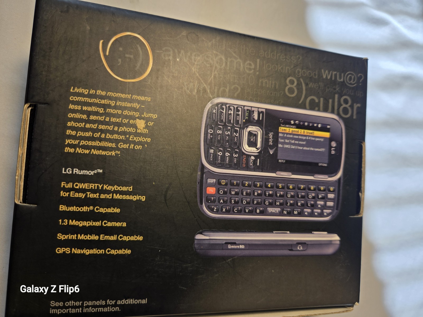 LG Rumor2 Black Sprint Slider QWERTY 1.3MP Camera microSD 22MB