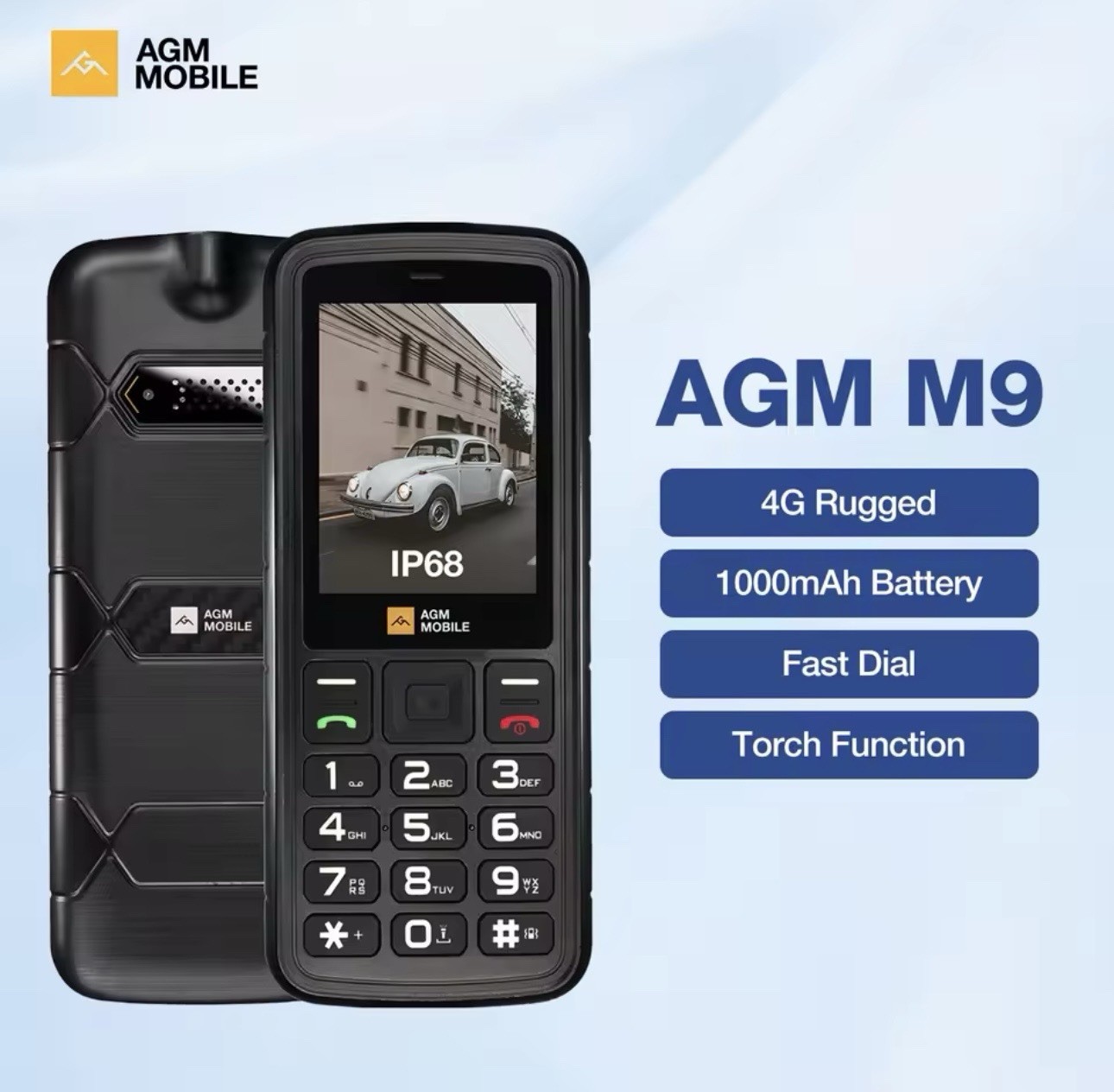 AGM M9 Rugged Feature Phone Button Cell Phone Bluetooth FM Torch Dual Sim Card