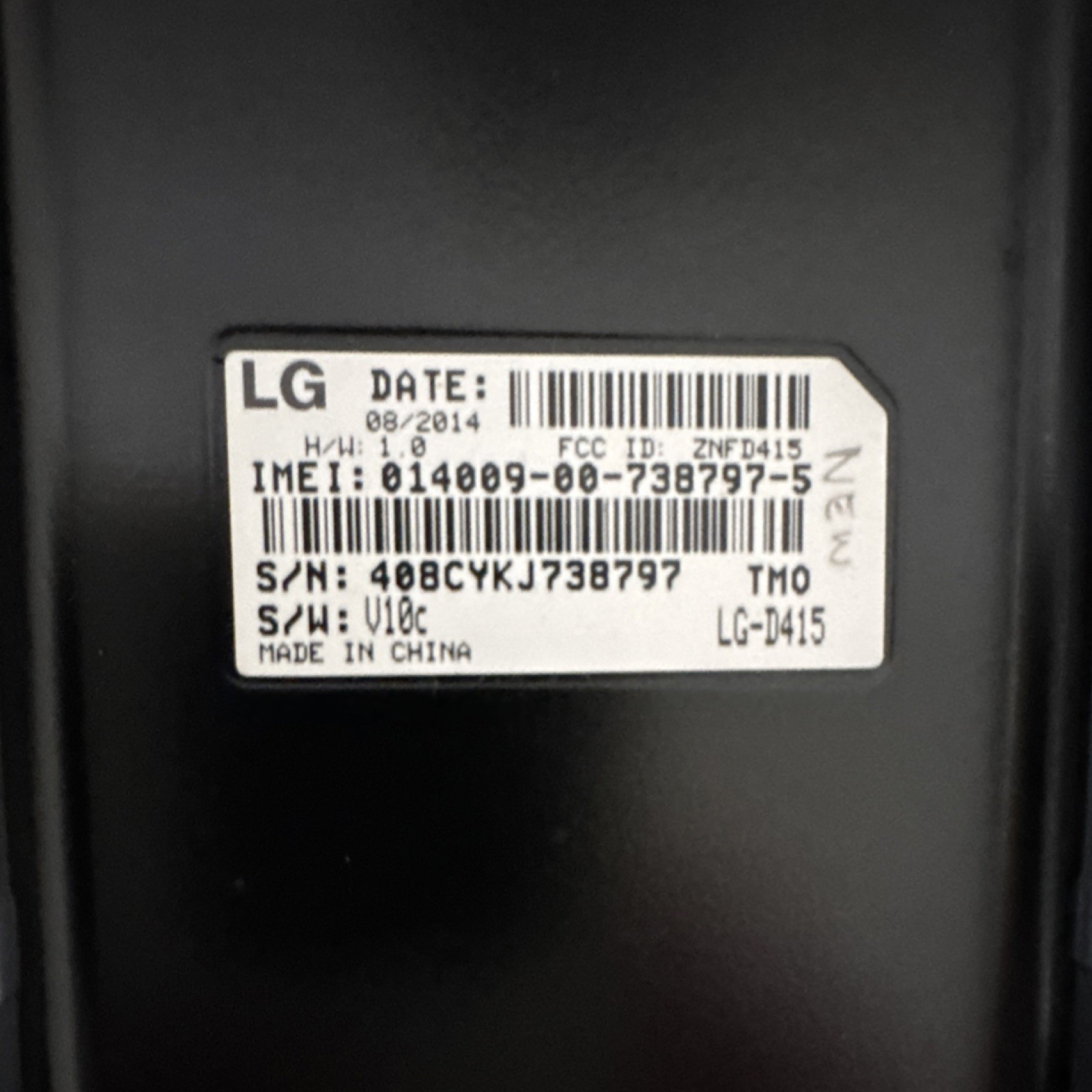 LG LG-D415 T-Mobile Smartphone Black MicroSD Single SIM Bar Style