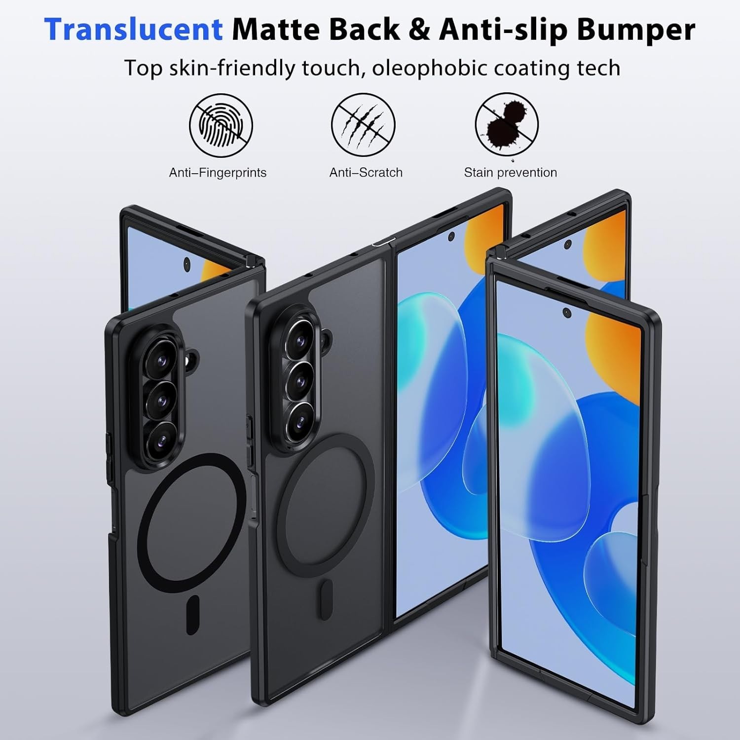 GUAGUA for Samsung Galaxy Z Fold 7 Case Magnetic Cases Translucent Matte Back Sk